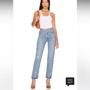Agolde 90s pinch waist in abstract denim jeans on Revolve now